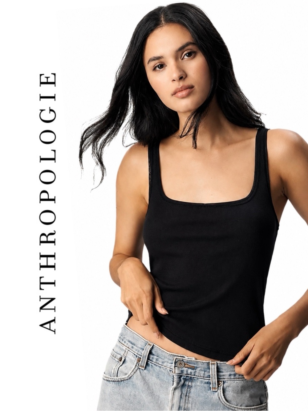 Anthropologie Pilcro Mesh-Trim Tank Top